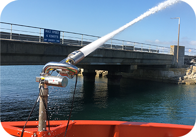After fire suppression, KC GLASS’s robot water cannon resets to standby mode, ready for the next activation.